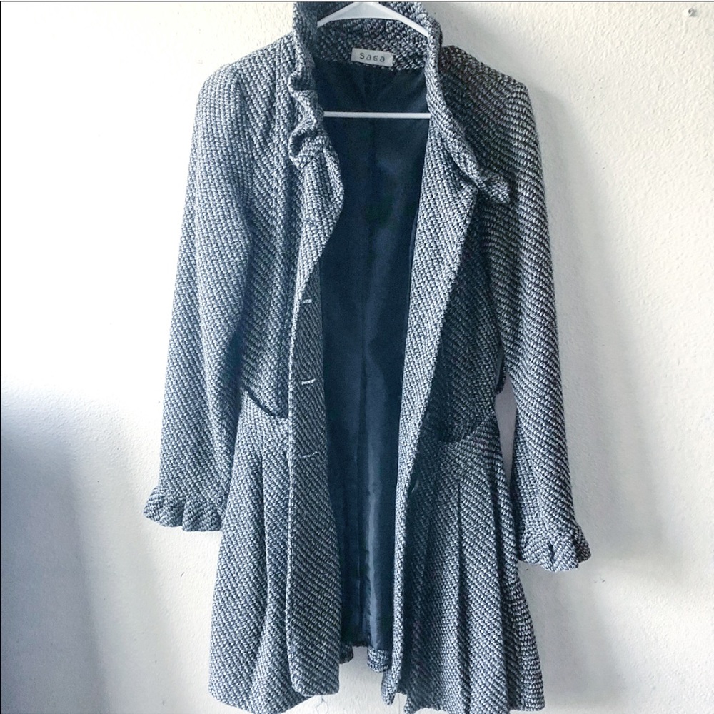 Feminine Pleated Pea Coat